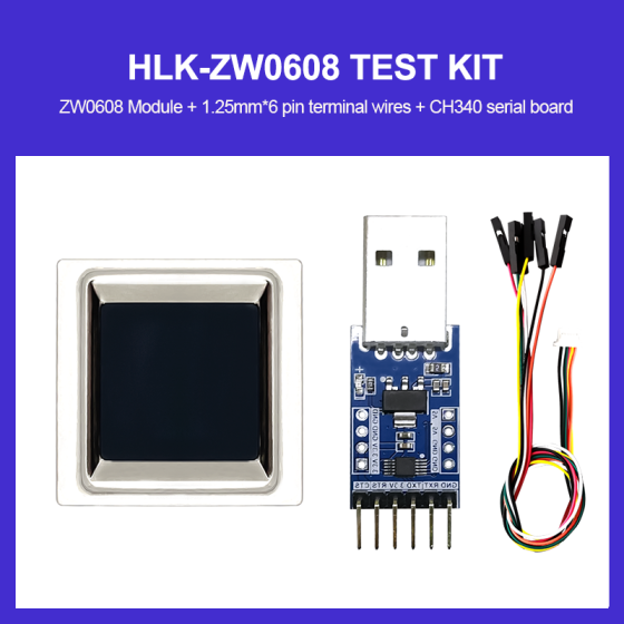 Hi-link fingerprint recognition module HLK-ZW0608 test kit/ development board square semiconductor capacitive fingerprint acquisition sensor switch module